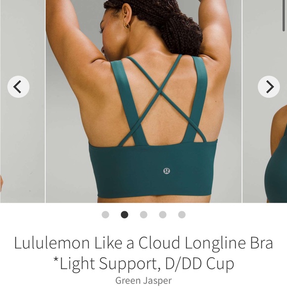 Lululemon Athletica Like a Cloud Longline Bra - Jasper Green D/DD Cup Size 14 - Picture 4 of 5